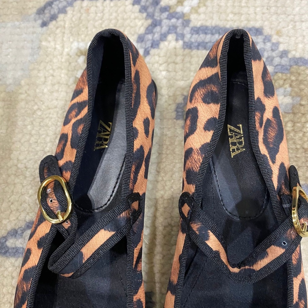ZARA Leopard Print Mary Jane Flats size 7 (37) - Picture 2 of 7
